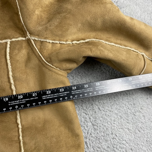 Marlboro Man Coat Mens Large Tan Sherpa Lined Modern NEXT Faux Suede 70s Cowboy - Picture 7 of 12